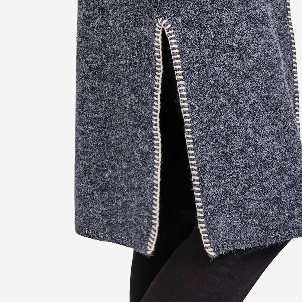 Mudflower Womens Longline Hooded Cardigan with Contrast Trim (Size 12) - Denim Blue