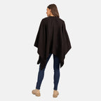 Acrylic Knitted Poncho - Black