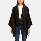 Acrylic Knitted Poncho - Black