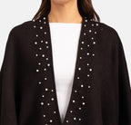Acrylic Knitted Poncho - Black