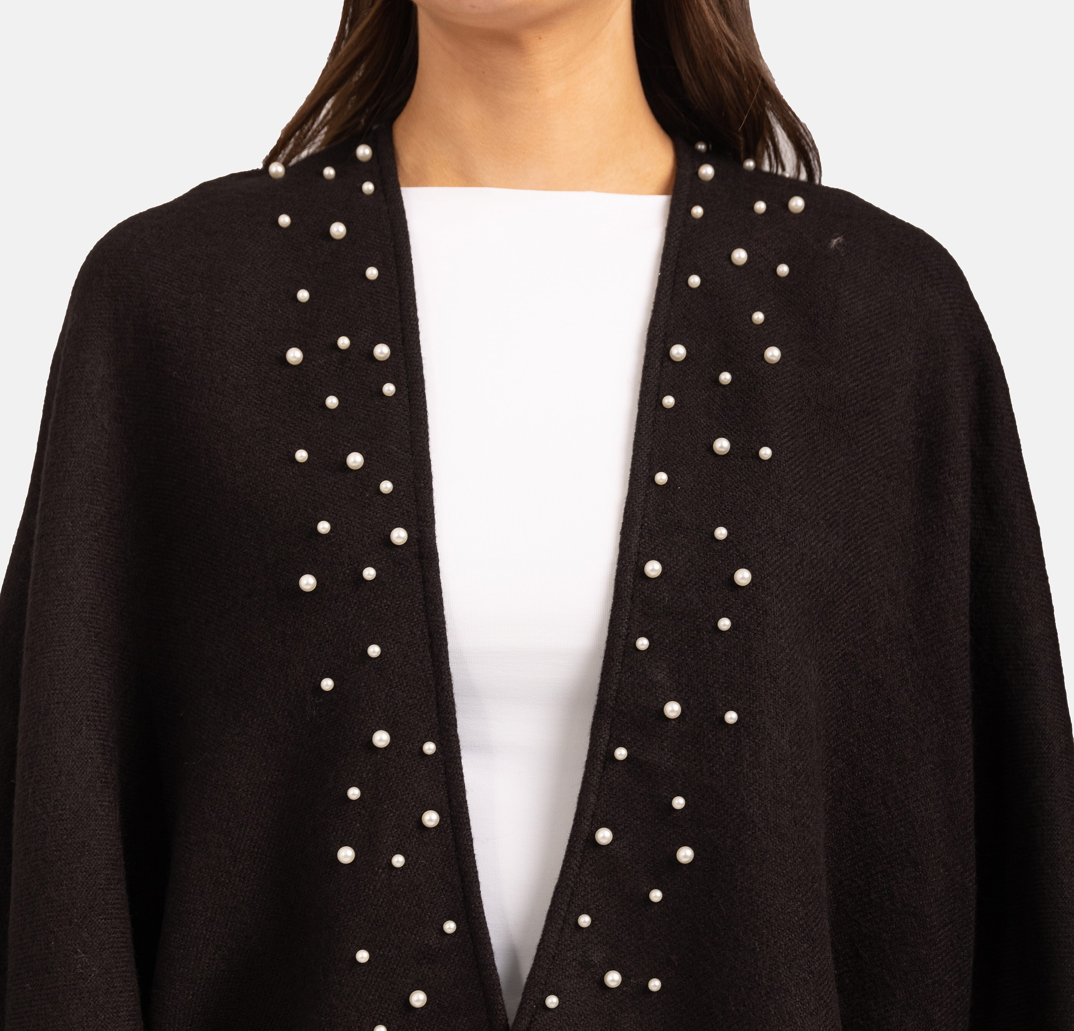 Acrylic Knitted Poncho - Black