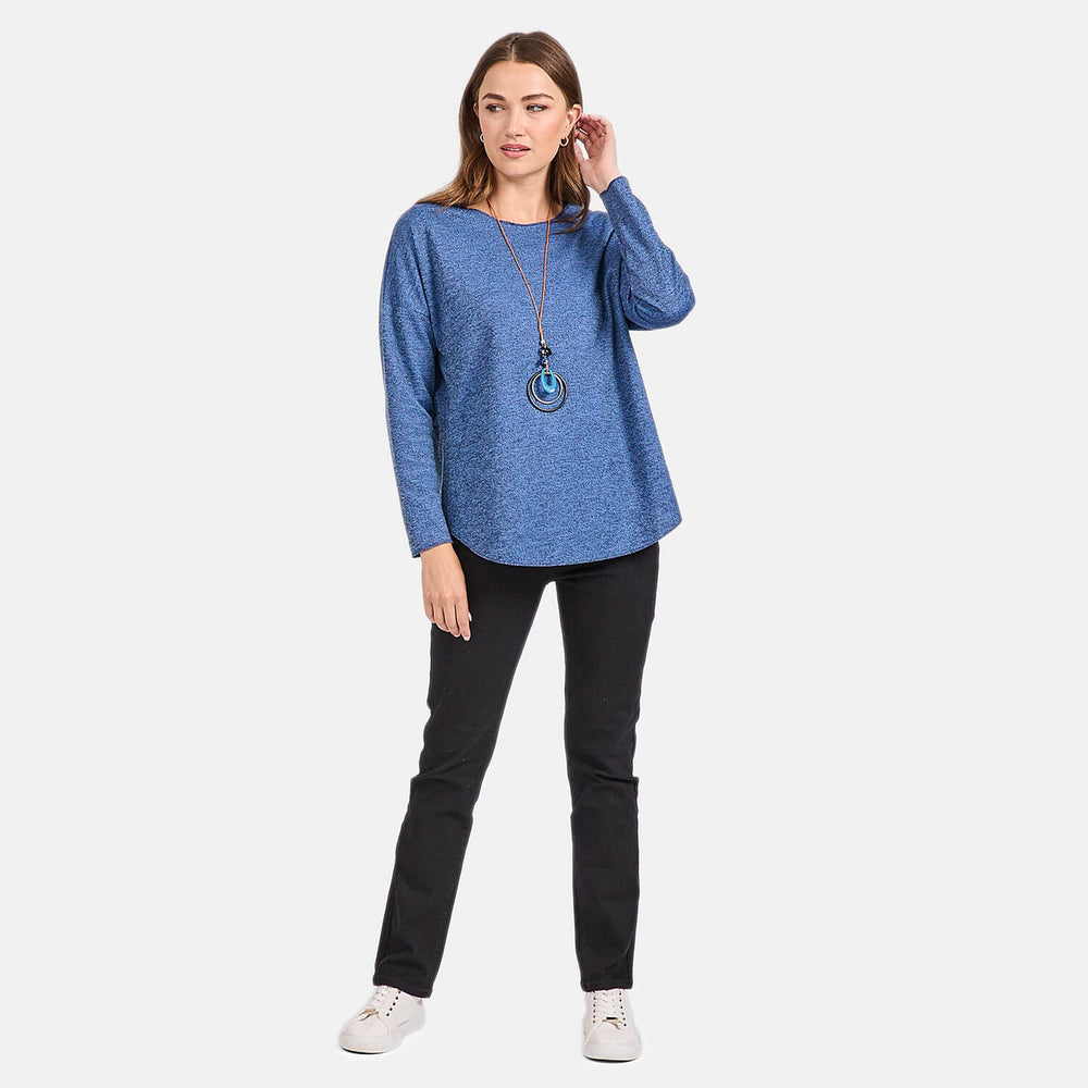 Mudflower Batwing Necklace Top (Size 12-14) - Denim