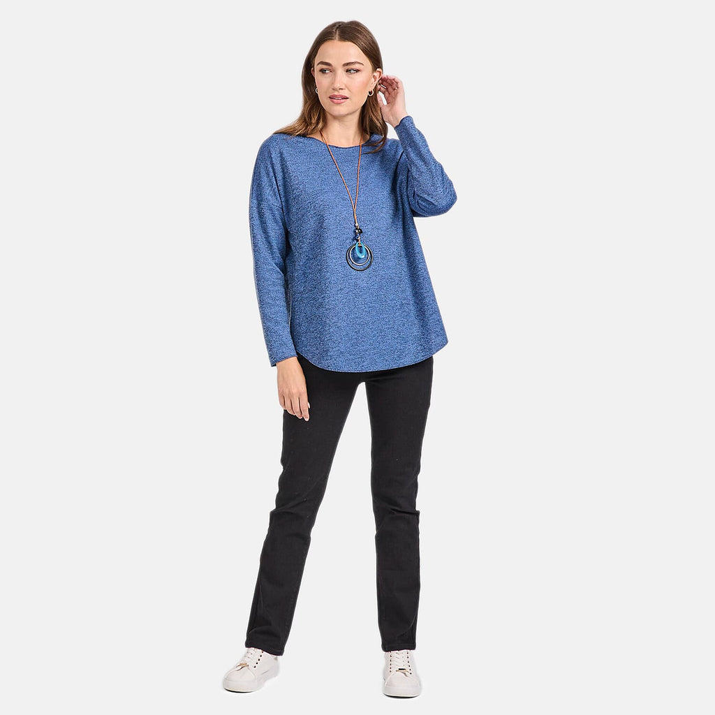 Mudflower Batwing Necklace Top (Size 12-14) - Denim