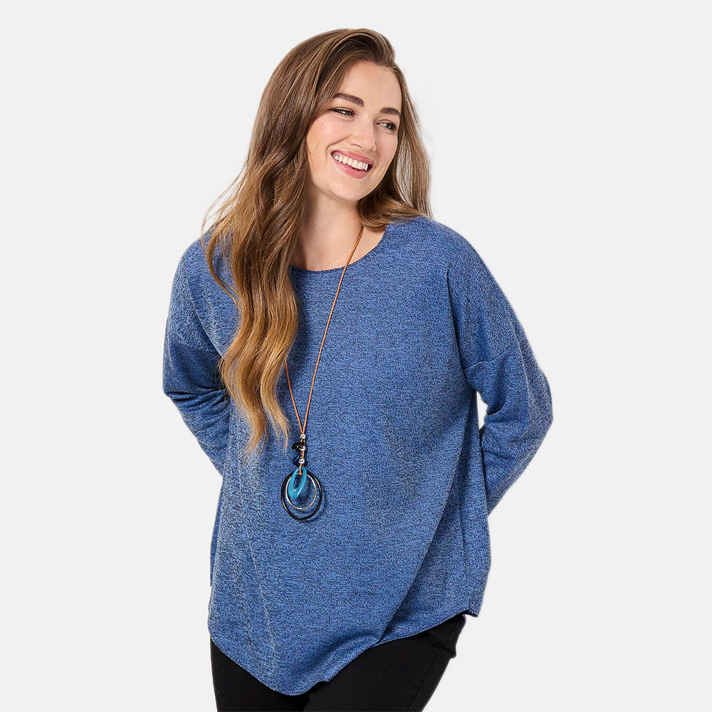 Mudflower Batwing Necklace Top (Size 12-14) - Denim