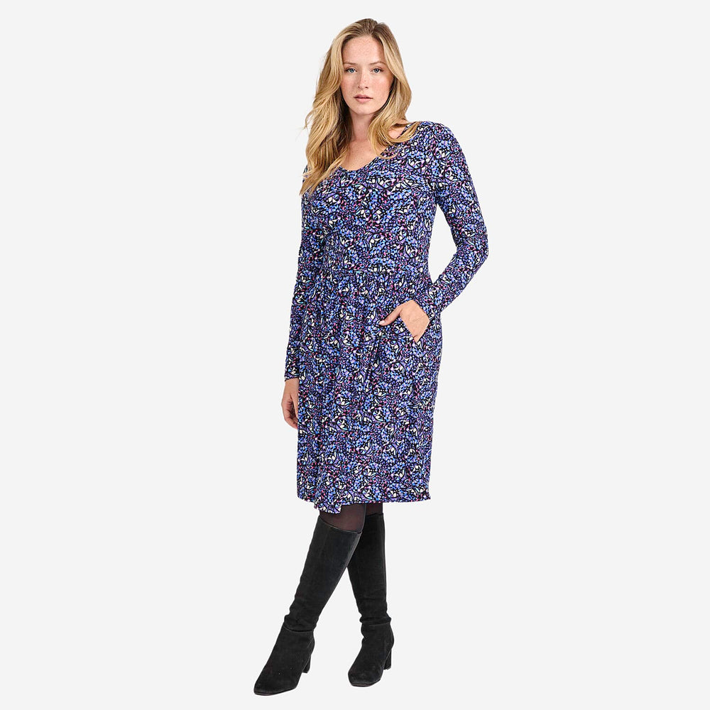 Mudflower Butterfly Printed Soft Touch Dress (Size 10) - Blue