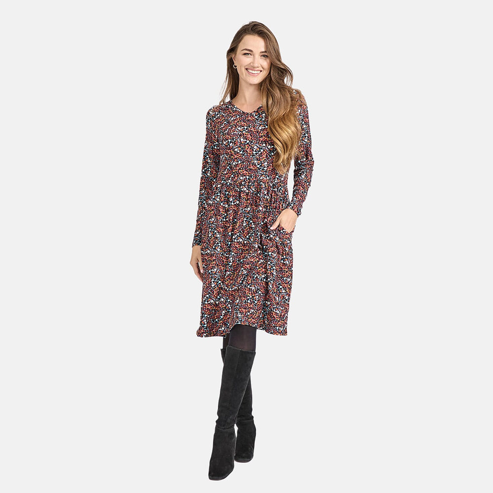 Mudflower Butterfly Printed Soft Touch Dress (Size 12) - Brown