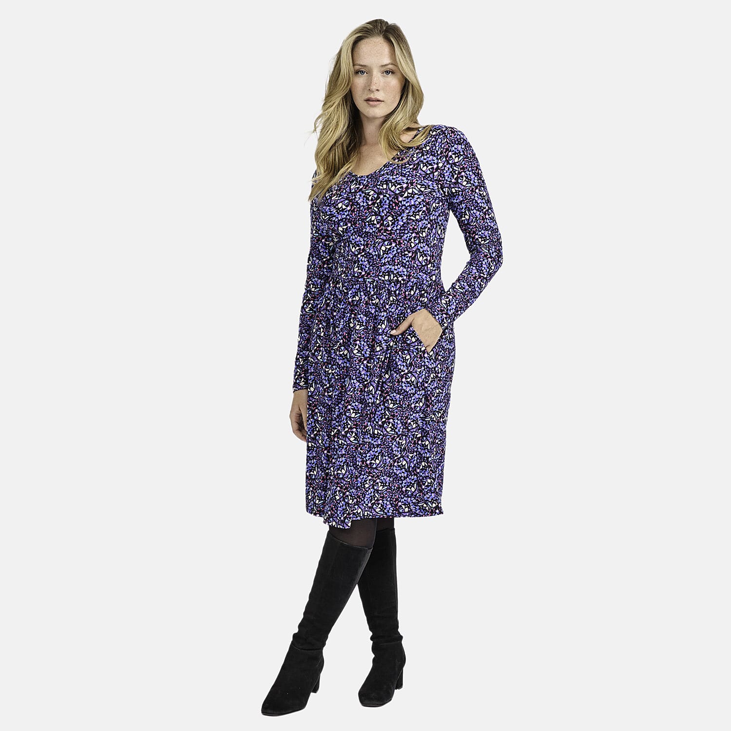 Mudflower Butterfly Printed Soft Touch Dress (Size 16) - Blue