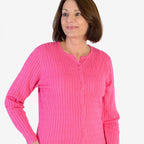 Mudflower Allover Cable Button Cardigan (Size 18) - Hot Pink