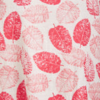 Mudflower 100% Cotton Botanical Print Scoop Neck Top with 3-4 Sleeves (Size 16) - Pink Leafs on White Base