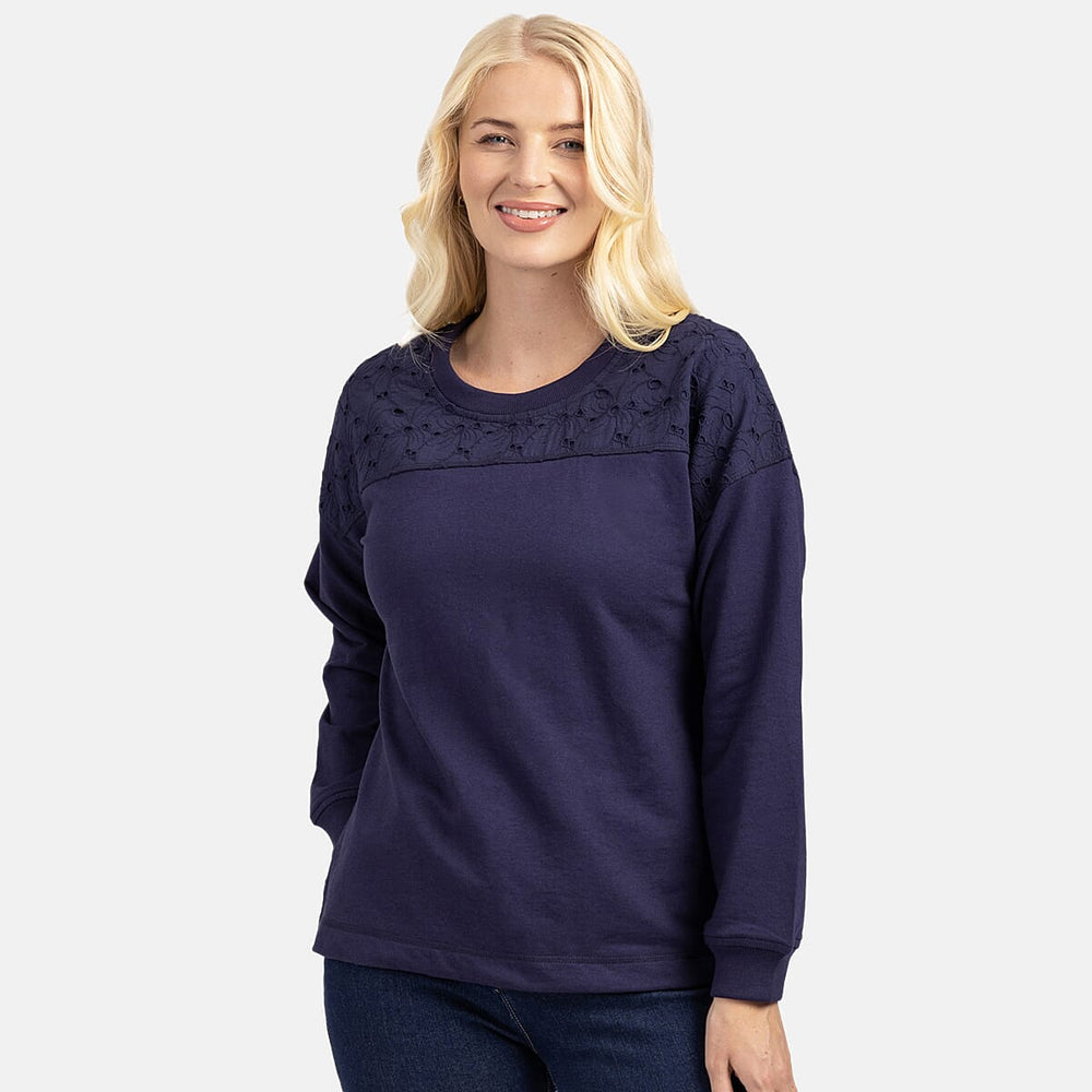 Mudflower Cotton Knitted Sweat Shirt - Navy