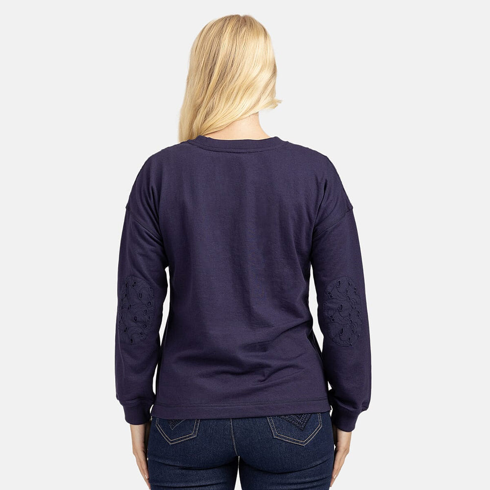 Mudflower Cotton Knitted Sweat Shirt - Navy