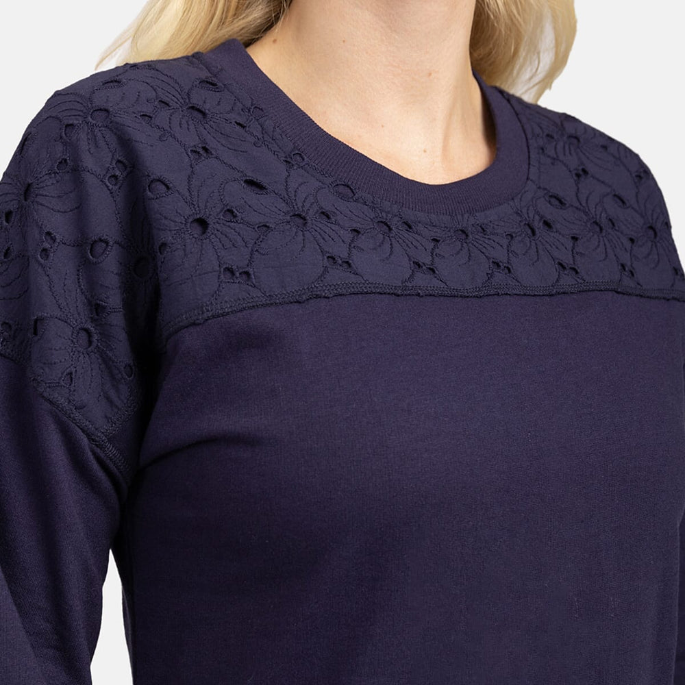 Mudflower Cotton Knitted Sweat Shirt - Navy
