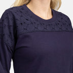 Mudflower Cotton Knitted Sweat Shirt - Navy