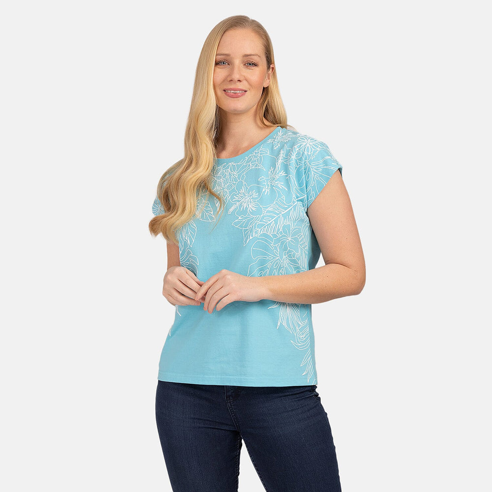 Mudflower Cotton Tee (Size 1x1 cm) - LIGHT TURQUOISE