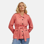 Mudflower Cotton Utility Jacket with Waist Belt (Size 10) - Peach Pink