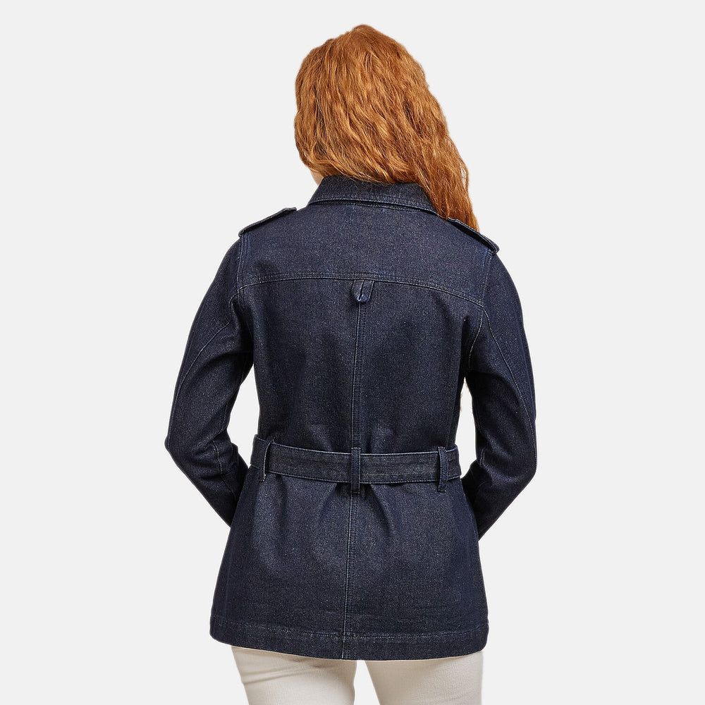 Mudflower Cotton Utility Jacket with Waist Belt (Size 12) - Navy