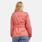 Mudflower Cotton Utility Jacket with Waist Belt (Size 12) - Peach Pink