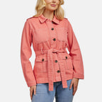 Mudflower Cotton Utility Jacket with Waist Belt (Size 12) - Peach Pink