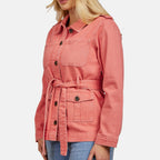 Mudflower Cotton Utility Jacket with Waist Belt (Size 12) - Peach Pink