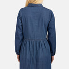 Mudflower 100% Cotton Flower Embroidered Dress (Size 12) - Denim