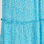 Mudflower Ditsy Floral Print Tiered Midi Dress with Puff Sleeves (Size 14) - Blue