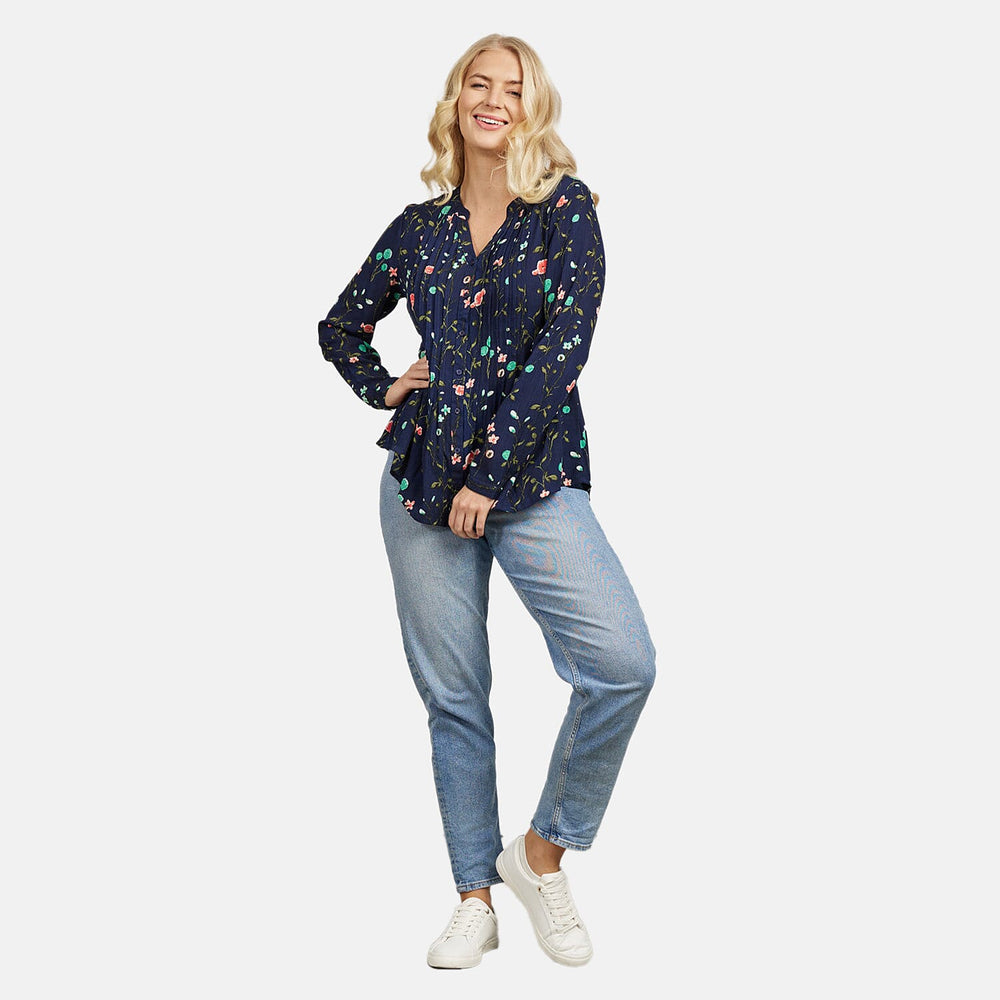 Mudflower Viscose Blouse (Size 1x1 cm) - Navy
