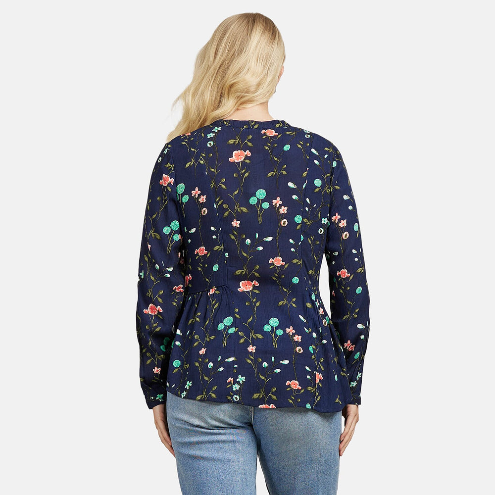 Mudflower Viscose Blouse (Size 1x1 cm) - Navy