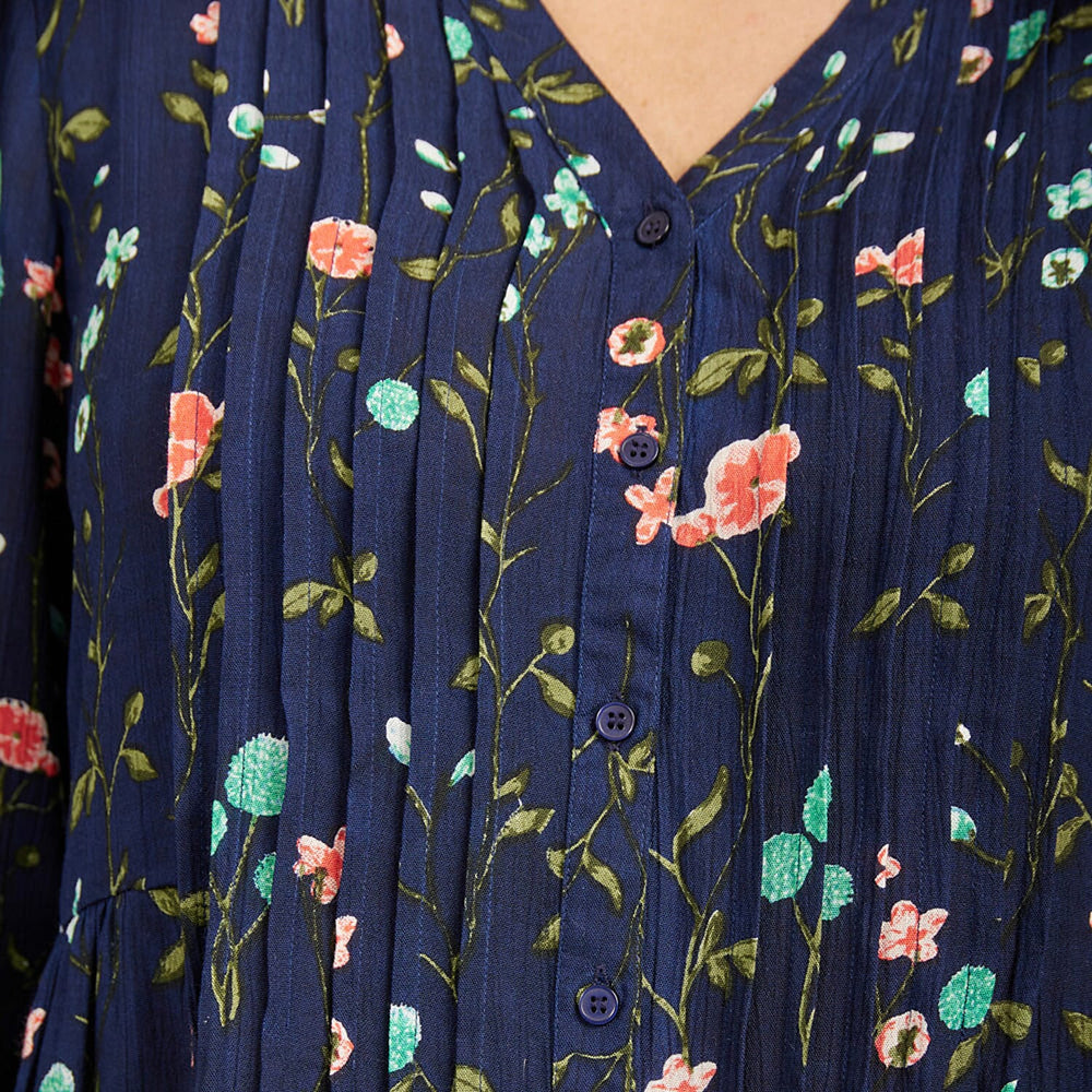 Mudflower Viscose Blouse (Size 1x1 cm) - Navy