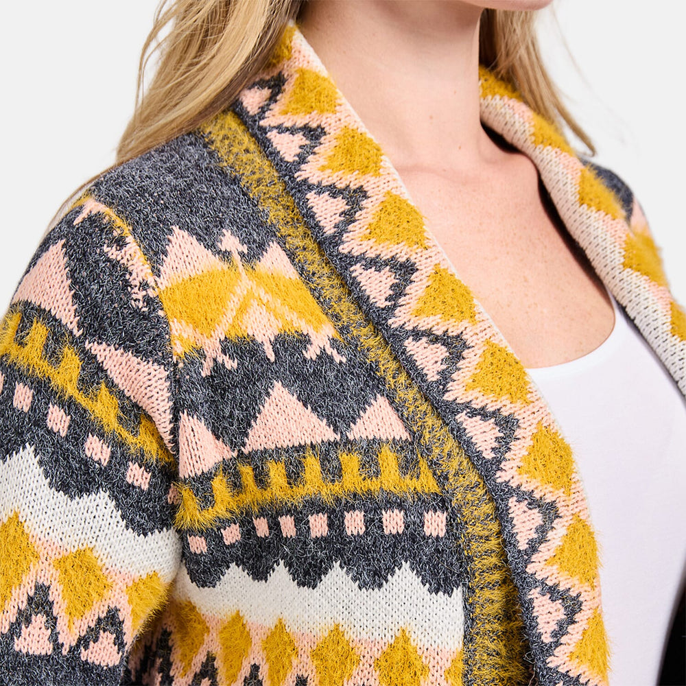 Mudflower Fringed Aztec Cardigan (Size 12) - Yellow