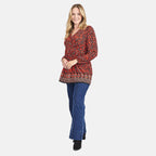 Mudflower Border Printed Soft Touch Blouse (Size 12) - Orange