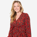 Mudflower Border Printed Soft Touch Blouse (Size 12) - Orange
