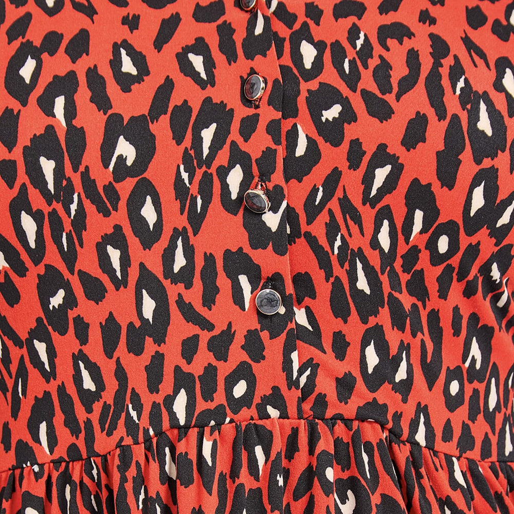 Mudflower Border Printed Soft Touch Blouse (Size 12) - Orange