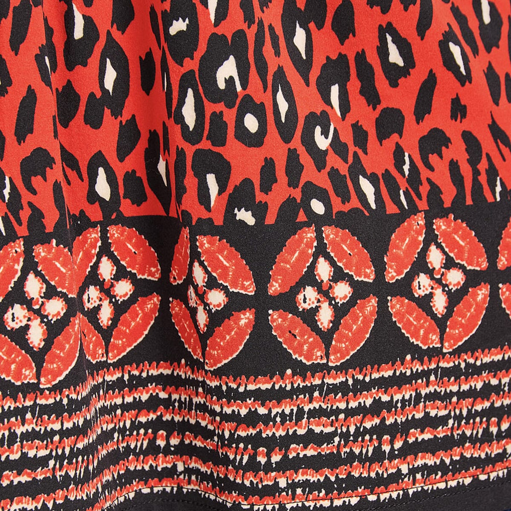 Mudflower Border Printed Soft Touch Blouse (Size 12) - Orange