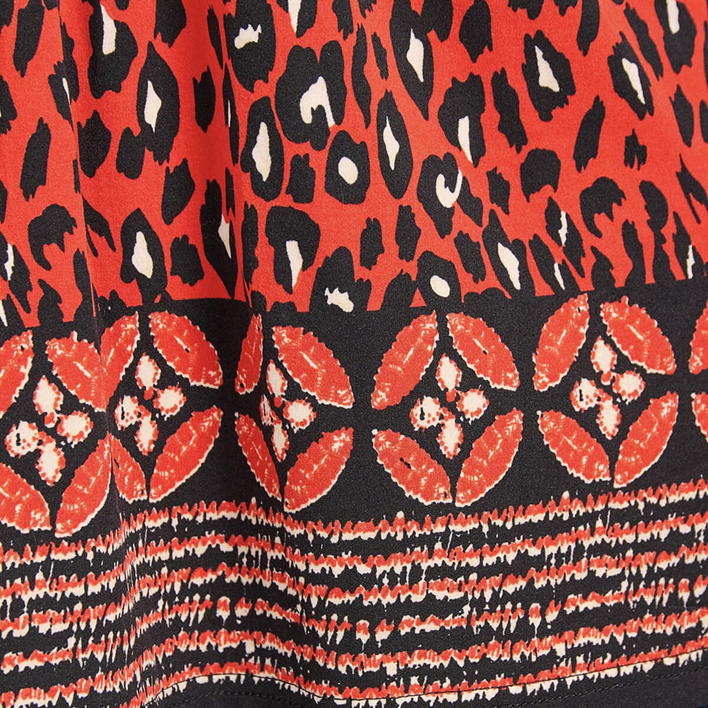 Mudflower Border Printed Soft Touch Blouse (Size 12) - Orange