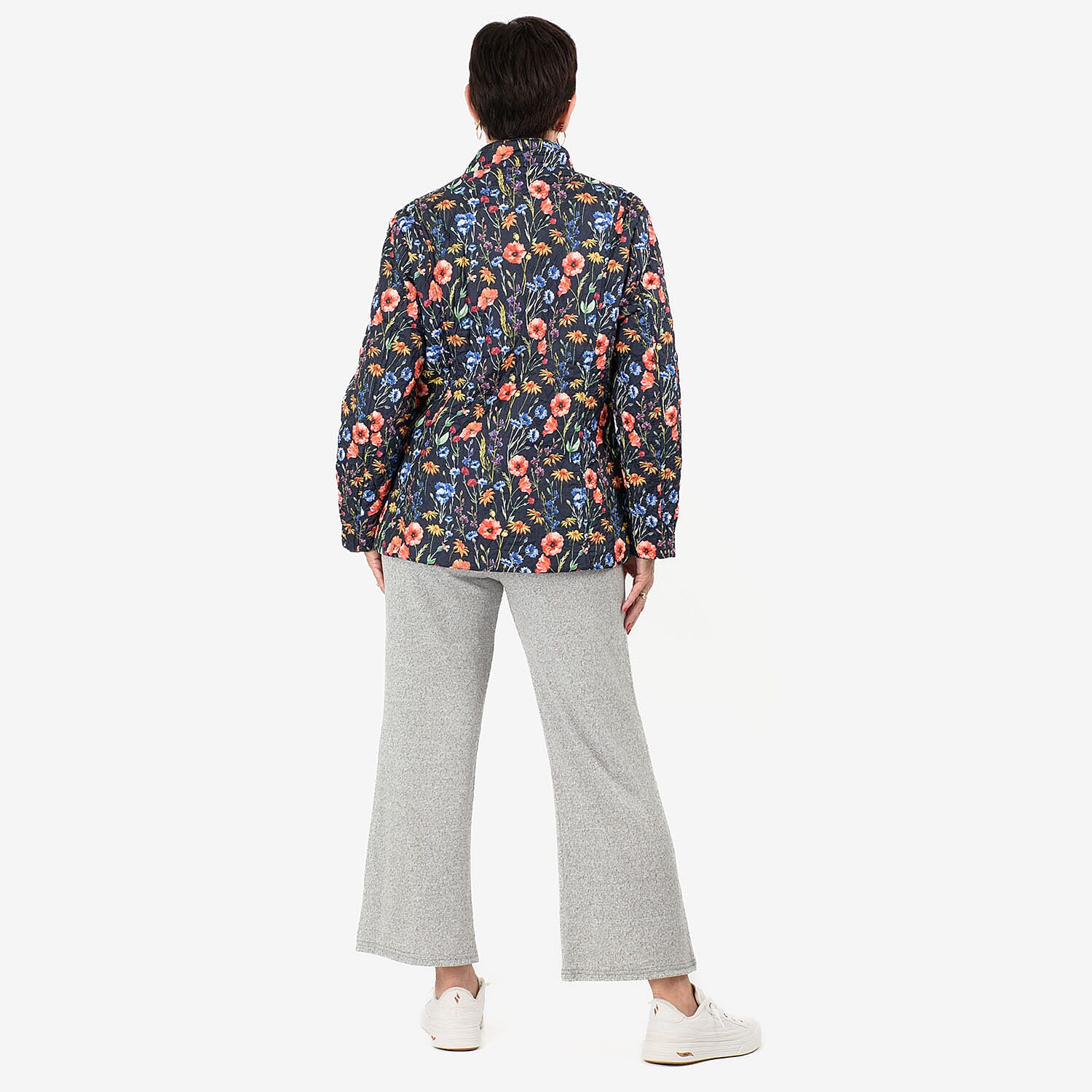 Mudflower Floral Printed Quilted Jacket (Size - 10-12) - Multi Colour