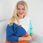 Mudflower Colour Block Batwing with Heartstone Jumper (Size 12) - Cobalt - Spearmint