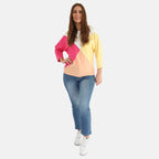 Mudflower Women’s Colour Block Batwing Jumper with Heartstone Detail