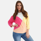Mudflower Women’s Colour Block Batwing Jumper with Heartstone Detail