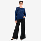 Mudflower Diagonal Heatsealed Diamonte Jumper (Size S) - Navy