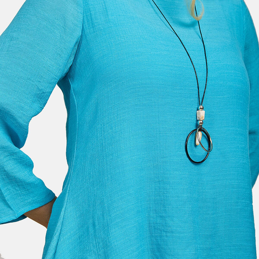 Mudflower Layered Hanky Hem Top with Neck (Size 12) - Teal