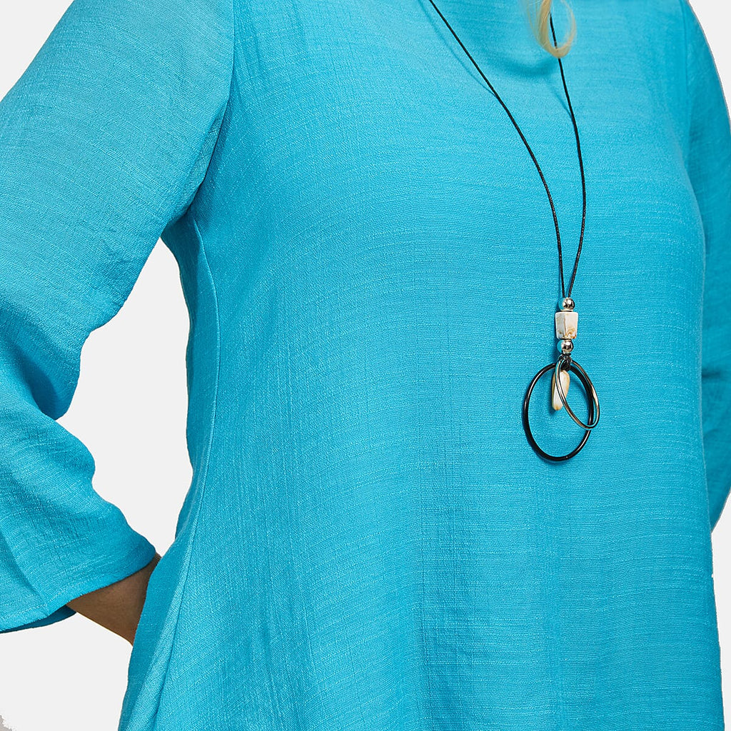 Mudflower Layered Hanky Hem Top with Neck (Size 12) - Teal