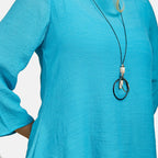 Mudflower Layered Hanky Hem Top with Neck (Size 12) - Teal