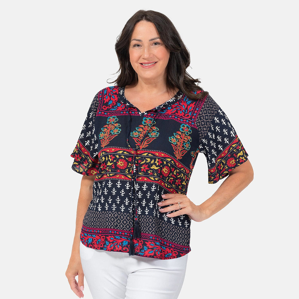 Maison Crinkle Top (Size L) - Multi