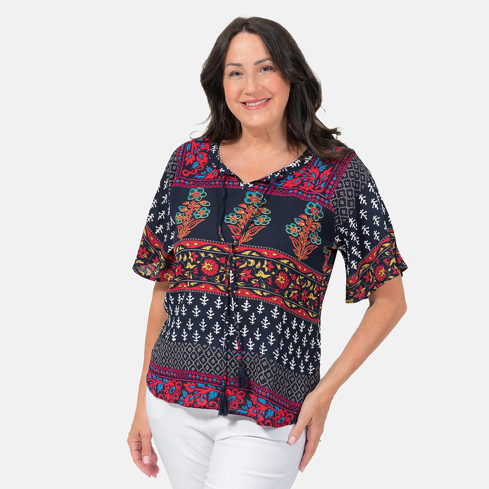 Maison Crinkle Top (Size L) - Multi