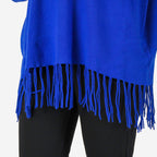 Mudflower Roll Neck Fringe Hem Jumper (One Size 14-16) - Blue