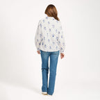 Mudflower Blue Floral Embroidered Long Sleeve Shirt (Size 12)