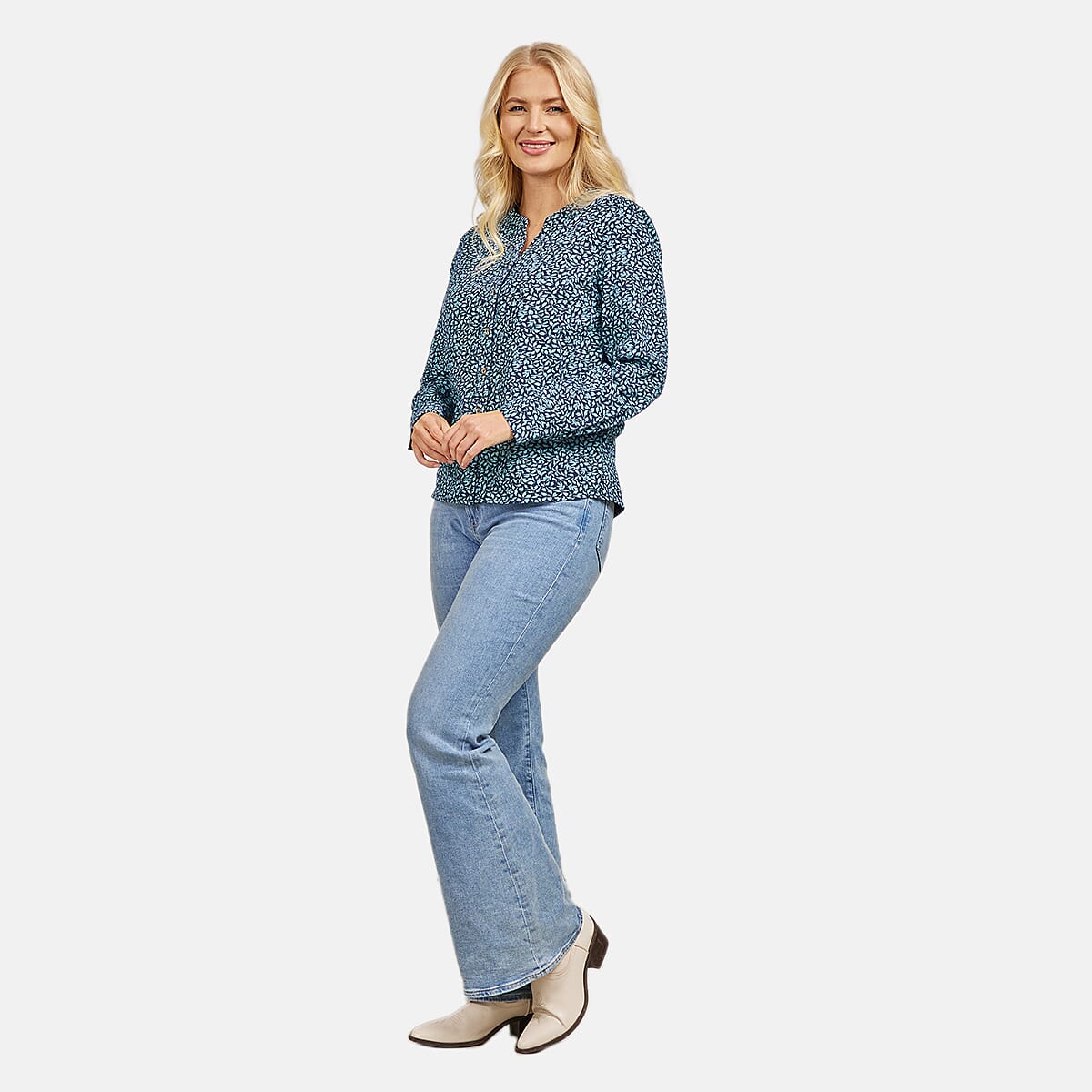 Mudflower Ditsy Printed Shirt (Size 12) - Blue