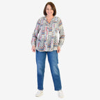 Mudflower 100% Viscose Pinktuck Printed Shirt (Size 12) - Red