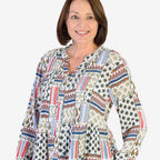 Mudflower 100% Viscose Pinktuck Printed Shirt (Size 14) - Red