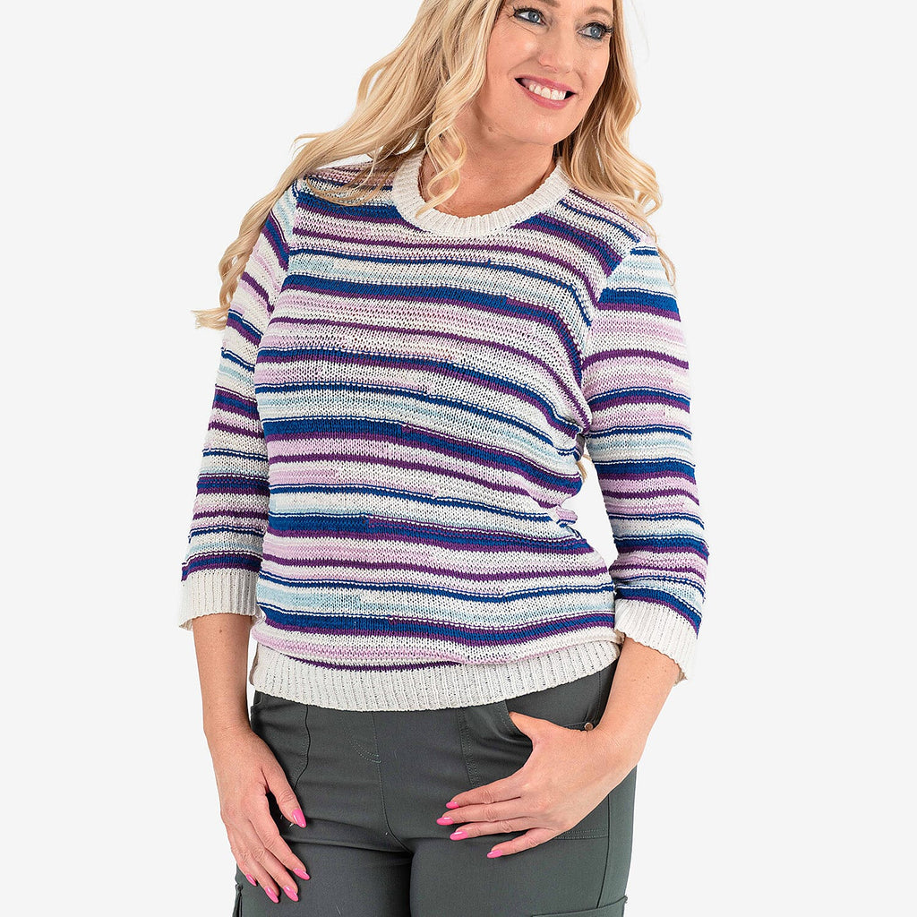 Mudflower Staggered Stripe Jumper (Size 20) - Blue